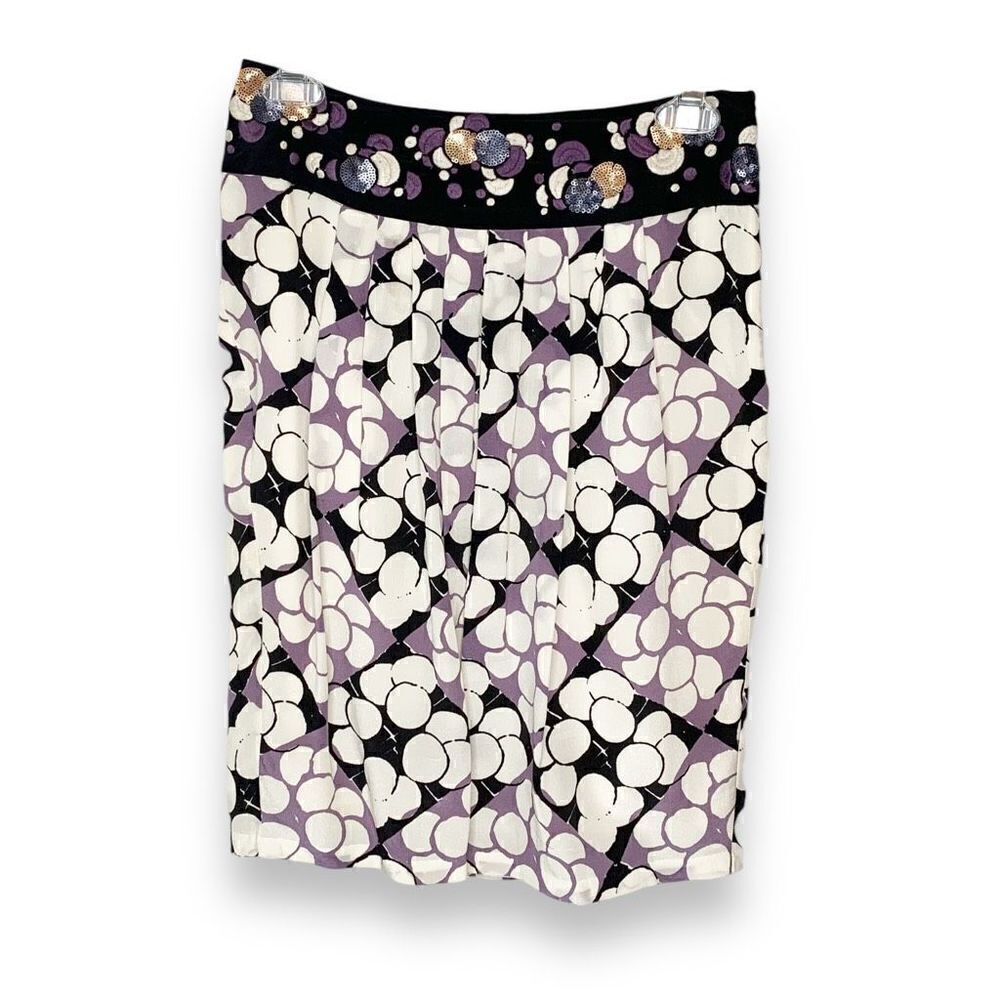 Anthropologie Floreat Silk Embroidered Sequin Bubbles Pencil Skirt Women’s Siz 2